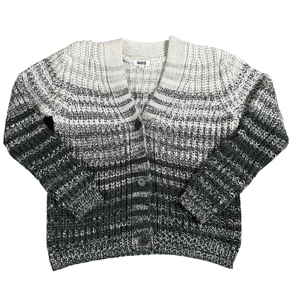525 Sweaters - 525 Womens Grey Ombre Shaker Knit Button Front Cardigan Sweater Small